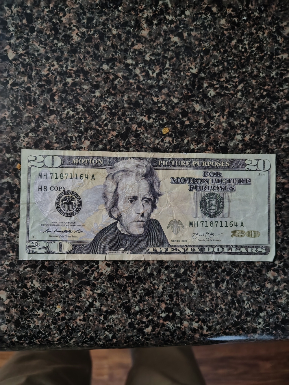 Prop $20 Movie Bill - Green and Black